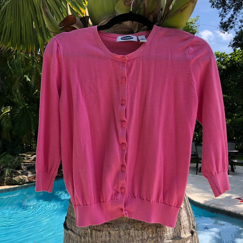 Pink Cropped Cardigan